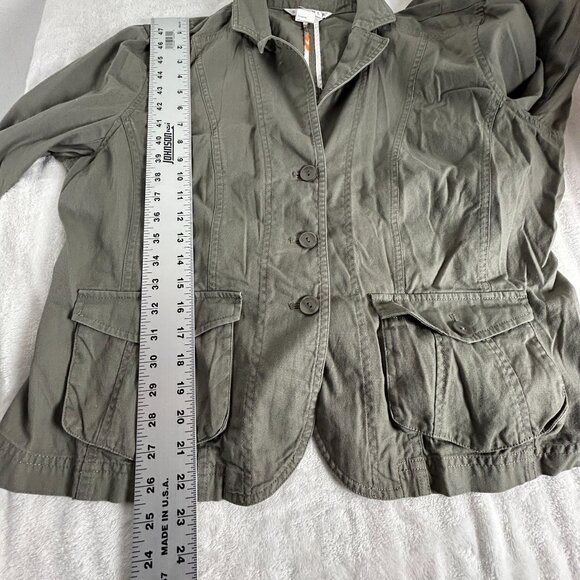 Spanner Womens Olive Green Blazer Jacket Size 14 Button-Up Cotton Blend Stretch - Picture 6 of 6